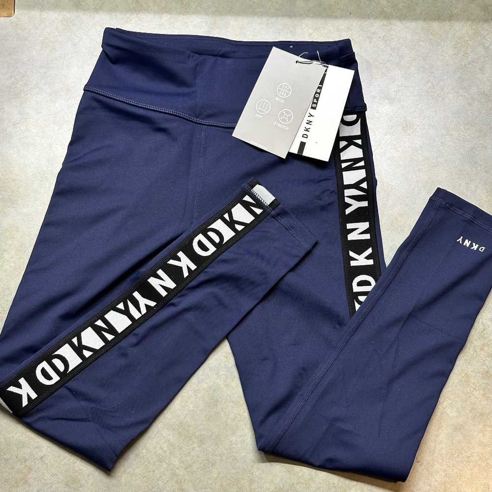 NWT  DKNY Sport Yoga leggings Navy High waist Logo Value: $59